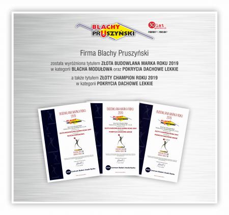 Blachy Pruszyński -Budowlana Marka Roku 2019r.
