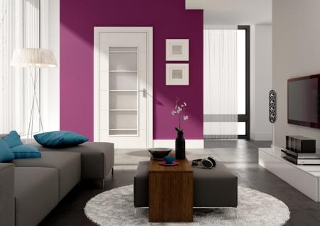 Drzwi SIMPLE Duo w nowoczesnej aranżacji salonu  Fot. POL-SKONE