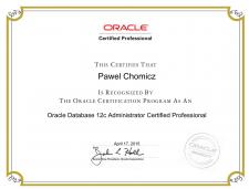 Prestiżowy, profesjonalny tytuł Oracle dla Pawła Chomicza