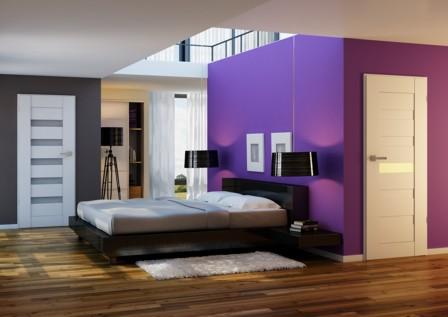 Nowoczesna aranżacja sypialni z drzwi SEMPRE w kolorze białym.  Fot. POL-SKONE