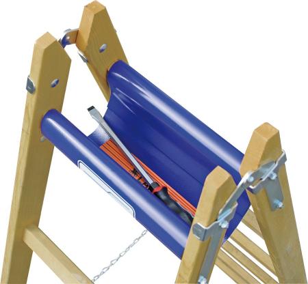 Drabina drewniana dla elektryka z torbą na narzędzia_KRAUSE