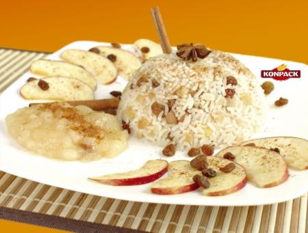 ryż z jabłkiem i rodzynkami danie