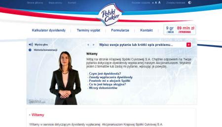 Wirtualny Doradca InteliWISE na stronach koncernu "Polski Cukier"