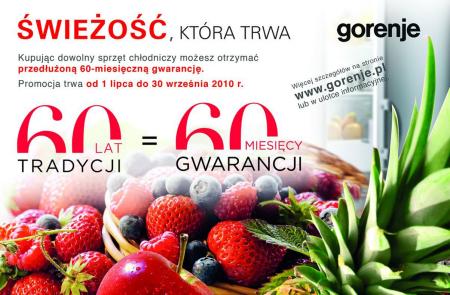 60-miesięczna gwarancja jest dowodem solidności urządzeń chłodniczych marki Gorenje