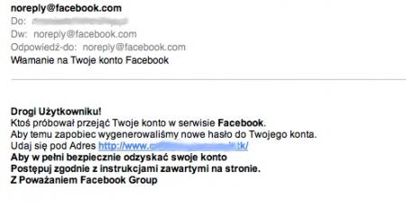 Wygląd spamowej wiadomości e-mail docierającej do użytkowników