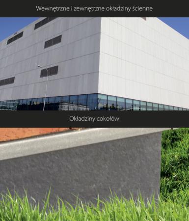 Elewacyjne płyty betonowe można stosować jako ścianę osłonową budynku lub elementy cokołów.