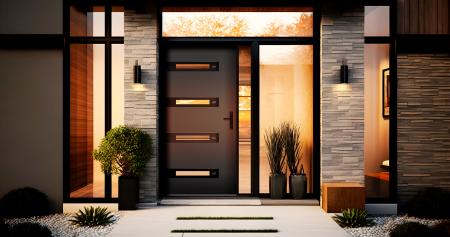 Drzwi stalowe ERKADO model LEOBEN 4 z szybą PDLC